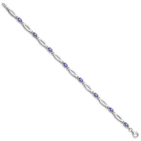 Load image into Gallery viewer, Sterling Silver Rhodium-plated Tanzanite and Diamond Bracelet

