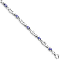 Load image into Gallery viewer, Sterling Silver Rhodium-plated Tanzanite and Diamond Bracelet
