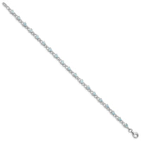 Load image into Gallery viewer, Sterling Silver Rhodium-plated Aquamarine and Diamond Bracelet
