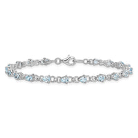 Load image into Gallery viewer, Sterling Silver Rhodium-plated Aquamarine and Diamond Bracelet
