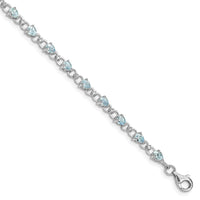 Load image into Gallery viewer, Sterling Silver Rhodium-plated Aquamarine and Diamond Bracelet
