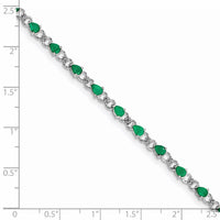 Load image into Gallery viewer, Sterling Silver Rhodium-plated Emerald and Diamond Bracelet
