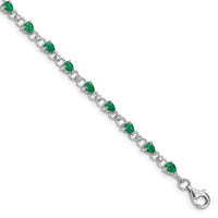 Load image into Gallery viewer, Sterling Silver Rhodium-plated Emerald and Diamond Bracelet
