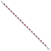 Load image into Gallery viewer, Sterling Silver Rhodium-plated Composite Ruby and Diamond Bracelet
