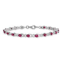 Load image into Gallery viewer, Sterling Silver Rhodium-plated Composite Ruby and Diamond Bracelet
