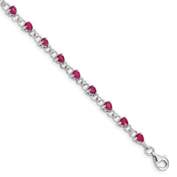 Load image into Gallery viewer, Sterling Silver Rhodium-plated Composite Ruby and Diamond Bracelet
