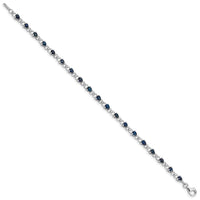 Load image into Gallery viewer, Sterling Silver Rhodium-plated Sapphire and Diamond Bracelet
