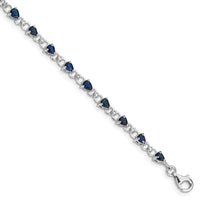 Load image into Gallery viewer, Sterling Silver Rhodium-plated Sapphire and Diamond Bracelet
