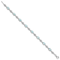 Load image into Gallery viewer, Sterling Silver Rhodium-plated Aquamarine and Diamond Bracelet
