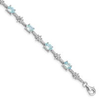 Load image into Gallery viewer, Sterling Silver Rhodium-plated Aquamarine and Diamond Bracelet
