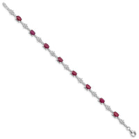 Load image into Gallery viewer, Sterling Silver Rhodium-plated Composite Ruby and Diamond Bracelet
