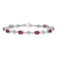 Load image into Gallery viewer, Sterling Silver Rhodium-plated Composite Ruby and Diamond Bracelet
