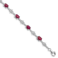 Load image into Gallery viewer, Sterling Silver Rhodium-plated Composite Ruby and Diamond Bracelet
