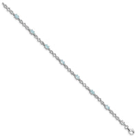 Load image into Gallery viewer, Sterling Silver Rhodium-plated Aquamarine and Diamond Bracelet
