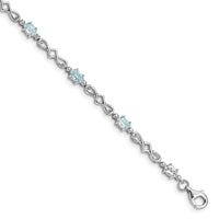 Load image into Gallery viewer, Sterling Silver Rhodium-plated Aquamarine and Diamond Bracelet
