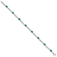Load image into Gallery viewer, Sterling Silver Rhodium-plated Emerald and Diamond Bracelet
