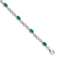 Load image into Gallery viewer, Sterling Silver Rhodium-plated Emerald and Diamond Bracelet
