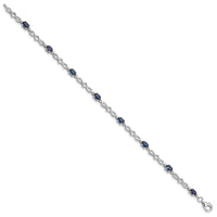 Load image into Gallery viewer, Sterling Silver Rhodium-plated Sapphire and Diamond Bracelet
