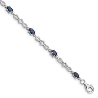 Load image into Gallery viewer, Sterling Silver Rhodium-plated Sapphire and Diamond Bracelet
