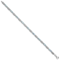 Load image into Gallery viewer, Sterling Silver Rhodium-plated Aquamarine and Diamond Bracelet
