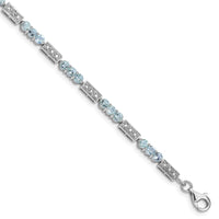 Load image into Gallery viewer, Sterling Silver Rhodium-plated Aquamarine and Diamond Bracelet
