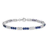 Load image into Gallery viewer, Sterling Silver Rhodium-plated Sapphire and Diamond Bracelet
