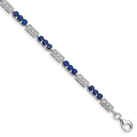 Load image into Gallery viewer, Sterling Silver Rhodium-plated Sapphire and Diamond Bracelet
