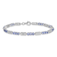Load image into Gallery viewer, Sterling Silver Rhodium-plated Tanzanite and Diamond Bracelet
