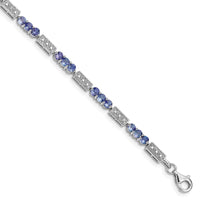 Load image into Gallery viewer, Sterling Silver Rhodium-plated Tanzanite and Diamond Bracelet
