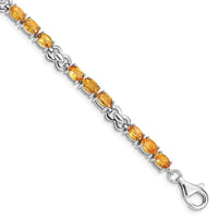 Load image into Gallery viewer, Sterling Silver Rhodium-plated Citrine Bracelet
