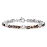 Load image into Gallery viewer, Sterling Silver Rhodium-plated Smoky Quartz Bracelet
