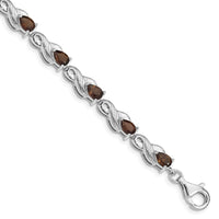 Load image into Gallery viewer, Sterling Silver Rhodium-plated Smoky Quartz Bracelet
