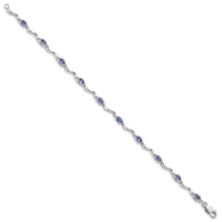 Load image into Gallery viewer, Sterling Silver Rhodium Plated Diamond and Tanzanite Bracelet
