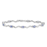 Load image into Gallery viewer, Sterling Silver Rhodium Plated Diamond and Tanzanite Bracelet

