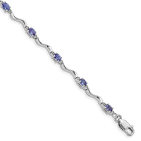 Load image into Gallery viewer, Sterling Silver Rhodium Plated Diamond and Tanzanite Bracelet
