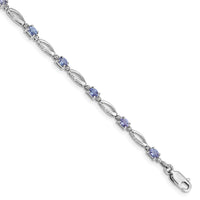 Load image into Gallery viewer, Sterling Silver Rhodium Plated Diamond and Tanzanite Bracelet
