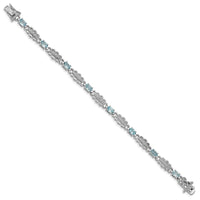 Load image into Gallery viewer, Sterling Silver Rhodium-plated Aquamarine &amp; Diamond Bracelet
