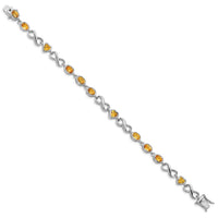Load image into Gallery viewer, Sterling Silver Rhodium-plated Oval Heart Citrine Bracelet
