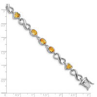 Load image into Gallery viewer, Sterling Silver Rhodium-plated Oval Heart Citrine Bracelet

