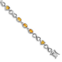 Load image into Gallery viewer, Sterling Silver Rhodium-plated Oval Heart Citrine Bracelet
