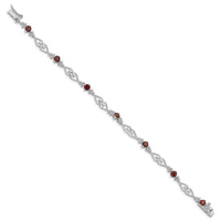 Load image into Gallery viewer, Sterling Silver Rhodium-plated Diamond Garnet Bracelet
