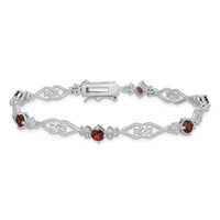 Load image into Gallery viewer, Sterling Silver Rhodium-plated Diamond Garnet Bracelet
