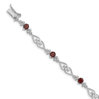 Load image into Gallery viewer, Sterling Silver Rhodium-plated Diamond Garnet Bracelet
