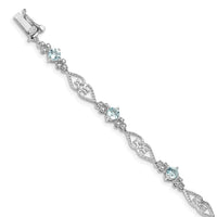 Load image into Gallery viewer, Sterling Silver Rhodium-plated Diamond Aquamarine Bracelet
