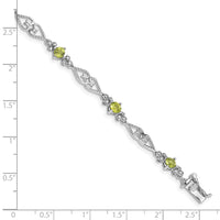 Load image into Gallery viewer, Sterling Silver Rhodium-plated Diamond Peridot Bracelet
