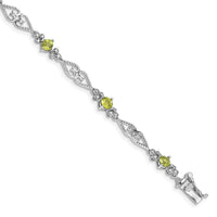 Load image into Gallery viewer, Sterling Silver Rhodium-plated Diamond Peridot Bracelet
