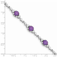 Load image into Gallery viewer, Sterling Silver Rhodium-plated Amethyst &amp; Diamond Tennis Bracelet
