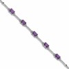 Sterling Silver Rhodium-plated Amethyst & Diamond Tennis Bracelet