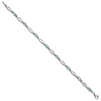 Load image into Gallery viewer, SS Rhodium-plated Light Swiss Blue Topaz and Diamond Bracelet
