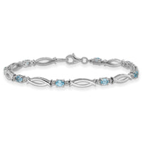 Load image into Gallery viewer, SS Rhodium-plated Light Swiss Blue Topaz and Diamond Bracelet
